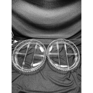 2 Imperial Candlewick Elegant Glass‎ Divided Serving Trays 13" 5 Parts Each